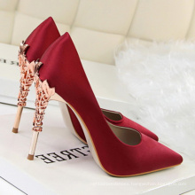 Stock Shoe Beautiful Best Price Satin Upper High Heel Stiletto Women's Pumps Dress Shoes